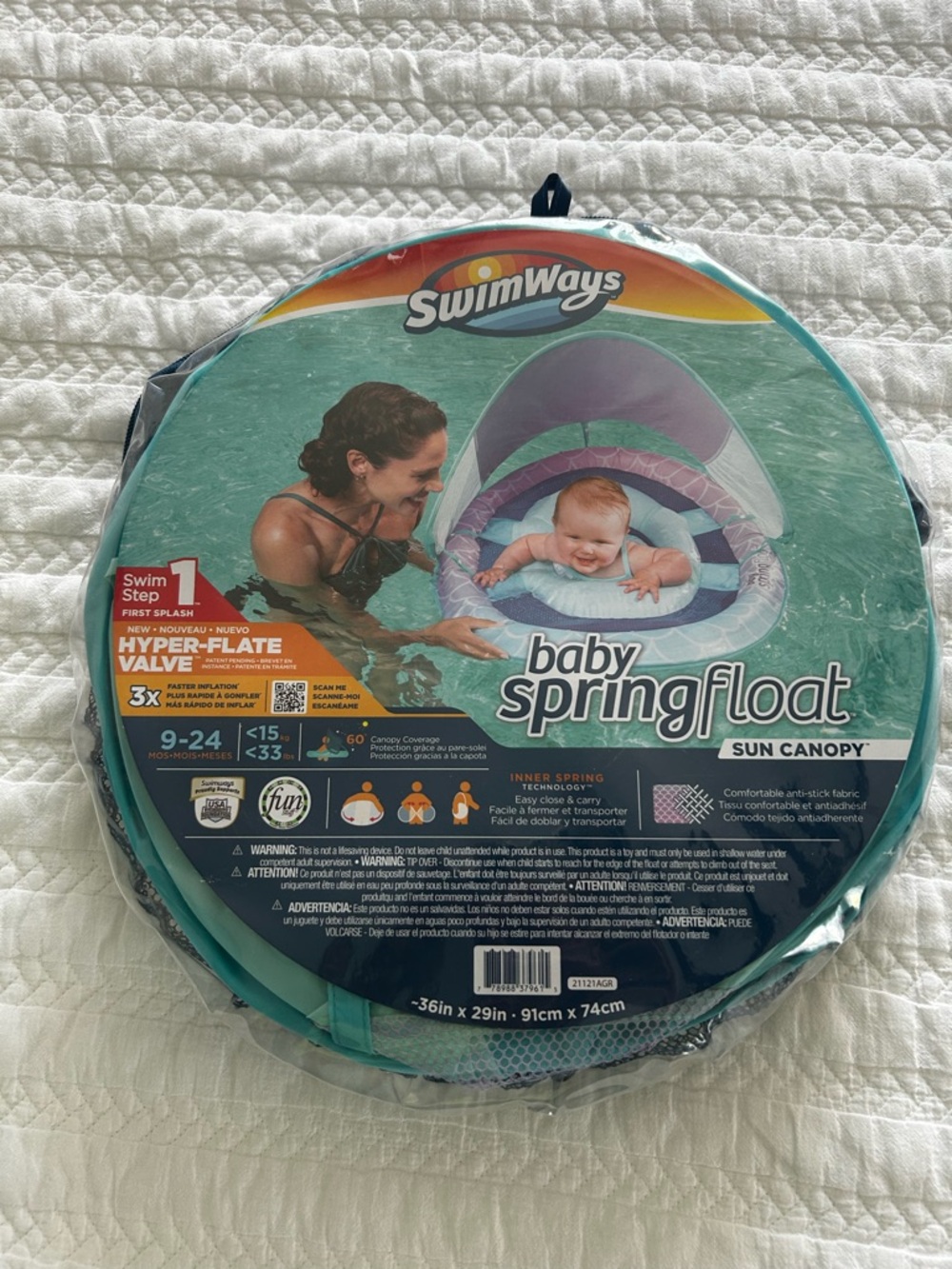 SwimWays Baby Spring Float with Sun Canopy - Teal/Purple